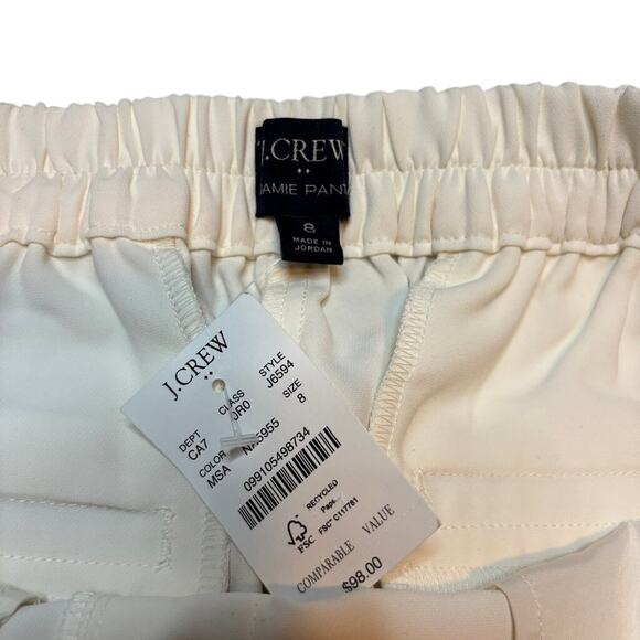 J.Crew Jamie White Cropped Tapered Pants Elastic Waist Size 8 NWT - Picture 6 of 7